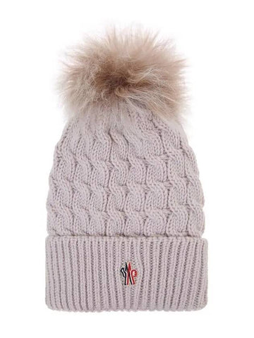 3B00008 0402A 216 Grenoble Pom Wool Pink Beanie - MONCLER - BALAAN 1