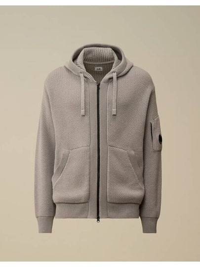 Re Wool Hooded Zipped Cardigan Grey - CP COMPANY - BALAAN 2