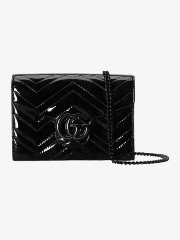 GG Marmont Matelasse Patent Mini Bag Black - GUCCI - BALAAN 3