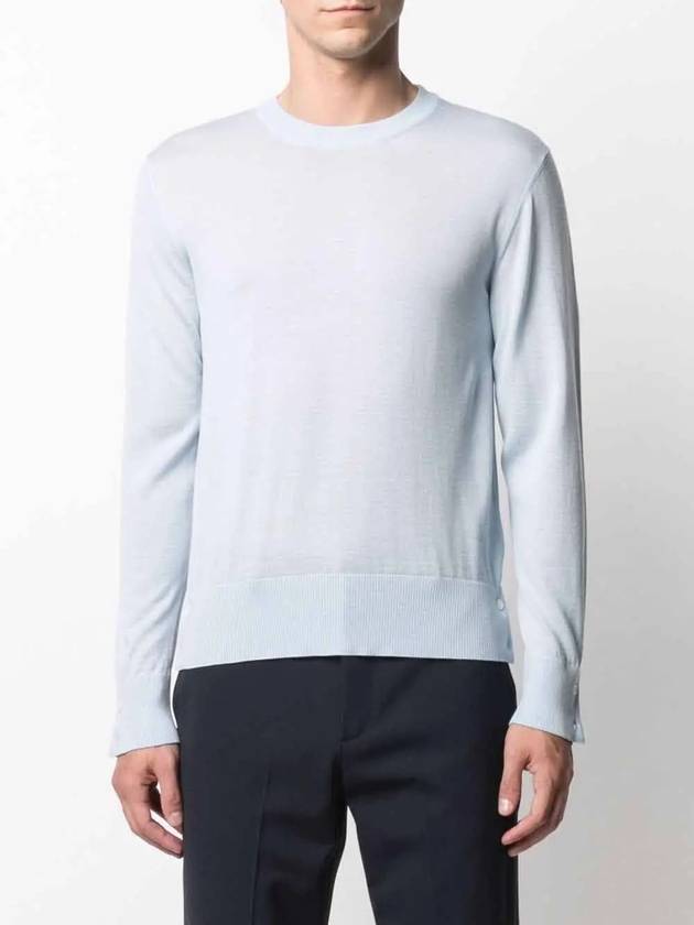 Center Back RWB Intarsia Striped Classic Wool Knit Top Light Blue - THOM BROWNE - BALAAN 5