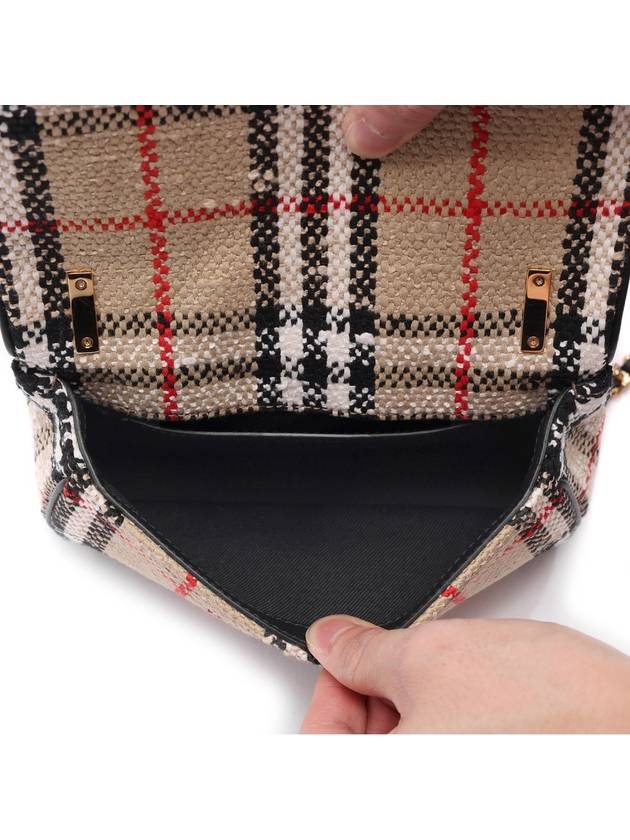 TB Logo Check Bouclé Mini Lola Cross Bag Beige - BURBERRY - BALAAN 7