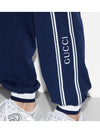 Logo Stripe Print Jogging Track Pants Midnight Blue - GUCCI - BALAAN 5