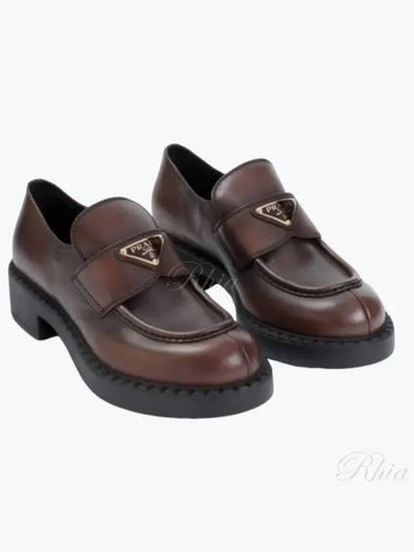 Triangular logo leather loafers 1D246MG0503KY8 P F0003 - PRADA - BALAAN 1