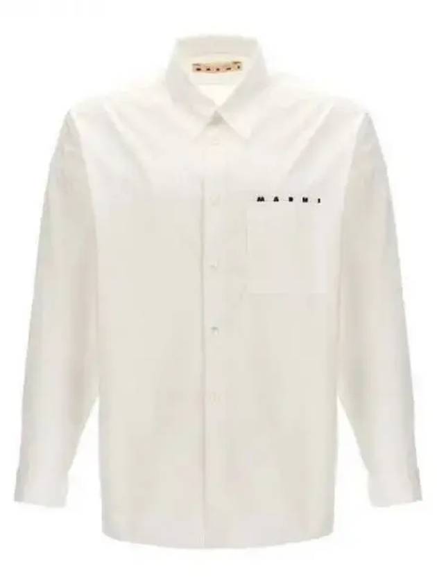 Logo Print Cotton Long Sleeve Shirt White - MARNI - BALAAN 2