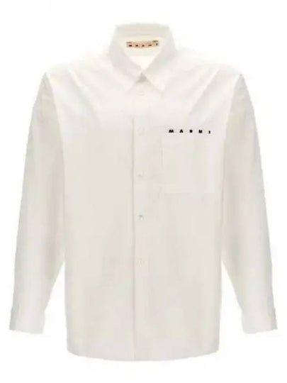 Logo Print Cotton Long Sleeve Shirt White - MARNI - BALAAN 2