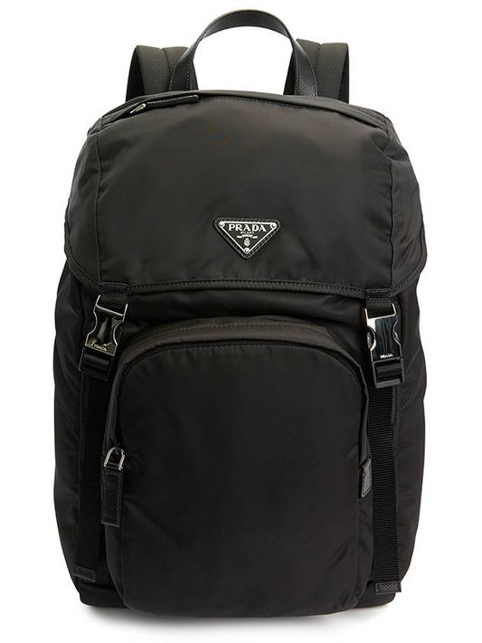 Triangle Logo Re-Nylon Saffiano Backpack Black - PRADA - BALAAN 2