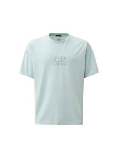 Tacting Piquet Logo Short Sleeve T-Shirt Blue - CP COMPANY - BALAAN 2