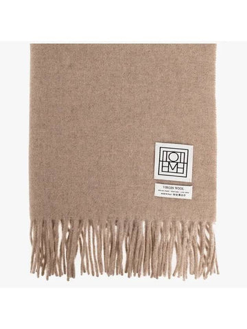 Fringe Edge Knit Muffler Beige - TOTEME - BALAAN.