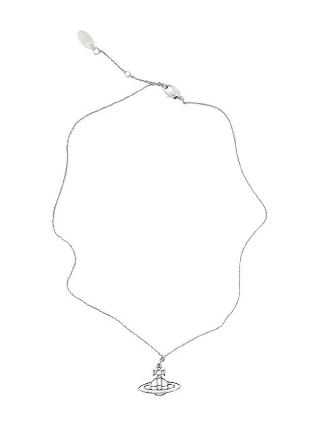 Women's Thin Line Short Flat ORB Pendant Necklace Silver - VIVIENNE WESTWOOD - BALAAN 3