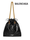 Crush Small Leather Shoulder Bag Black - BALENCIAGA - BALAAN 5