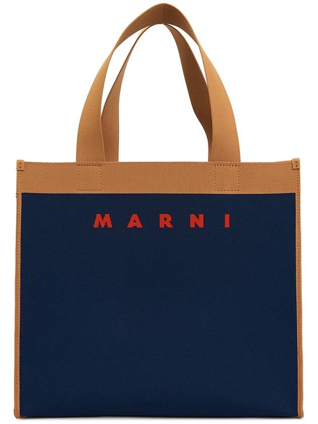 Colorblock Jacquard Tote Bag Navy - MARNI - BALAAN 6