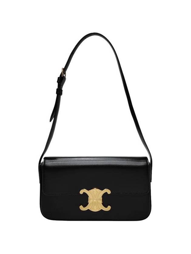 Celine 194143BF4 38NO Black Shiny Calfskin Triomphe Claude Shoulder Bag - CELINE - BALAAN 1