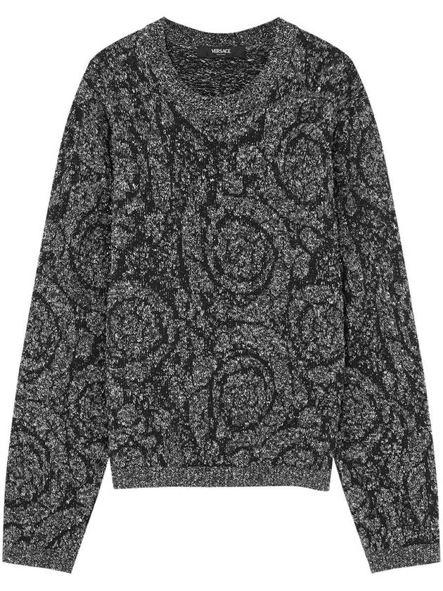 Jacquard Long Sleeve Knit Top Grey - VERSACE - BALAAN 2