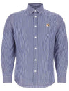 Fox Head Stripe Long Sleeve Shirt Blue - MAISON KITSUNE - BALAAN 1