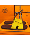 Men's Izmir Sandals Calfskin Apsong Yellow Brown Twotone - HERMES - BALAAN 2