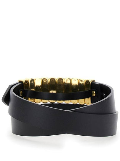 'Bold' Black Belt With Gold Tone Detail In Leather Woman - FEDERICA TOSI - BALAAN 2