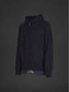 Metropolis Series Stretch Fleece Mixed Zip Up Hoodie Navy - CP COMPANY - BALAAN 3