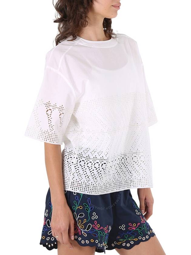 Chloe Ladies White Cotton Poplin Embroidered Shirt, Brand Size 38 (US Size 4) - CHLOE - BALAAN 2