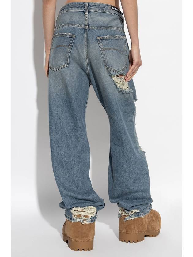 Distressed Denim Straight Jeans Blue - BALENCIAGA - BALAAN 5