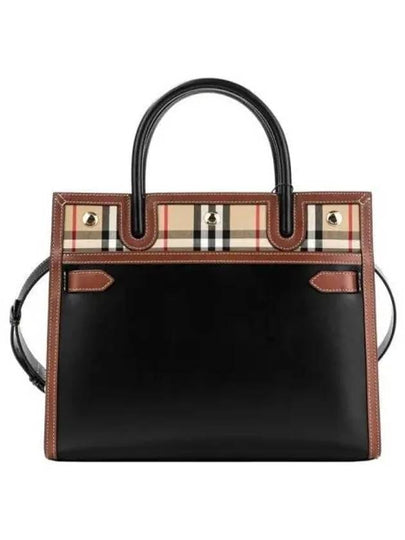 Vintage Check Two-Handle Title Small Tote Bag Black - BURBERRY - BALAAN 2