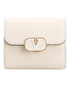 Women's V Logo Half Wallet White - VALENTINO - BALAAN 1