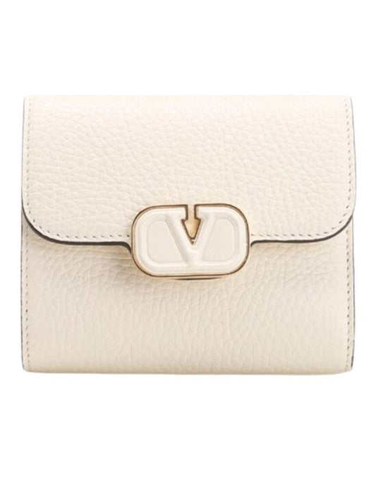 Women's V Logo Half Wallet White - VALENTINO - BALAAN 1