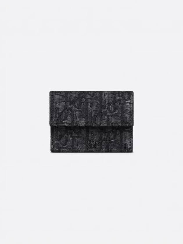 Oblique Jacquard Tri-Fold Half Wallet Black - DIOR - BALAAN 2