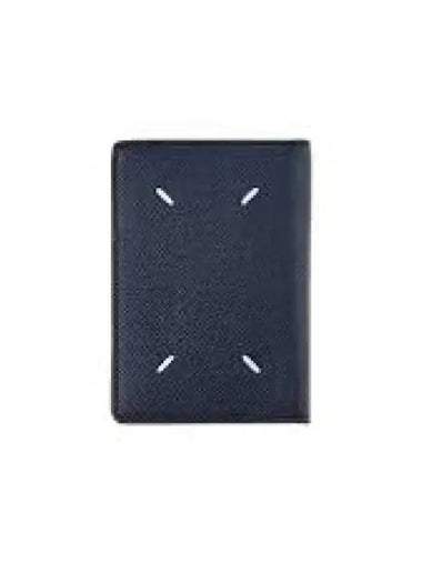 Stitched Bi-Fold Leather Card Wallet Navy - MAISON MARGIELA - BALAAN 1