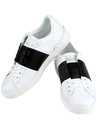 Men's Hidden Open Band Low Top Sneakers White Black - VALENTINO - BALAAN 2