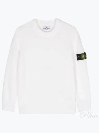 Kids 502Z1 Stocking Stitch Wool Viscose Nylon Cashmere Crewneck Knit Top Ivory - STONE ISLAND - BALAAN 2