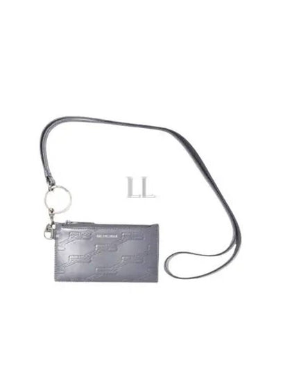 BB Monogram Case On Keyring Card Wallet Grey - BALENCIAGA - BALAAN 2