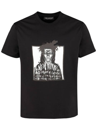 Men's Basquiat Printing Short Sleeve T-Shirt Black - NEIL BARRETT - BALAAN 1