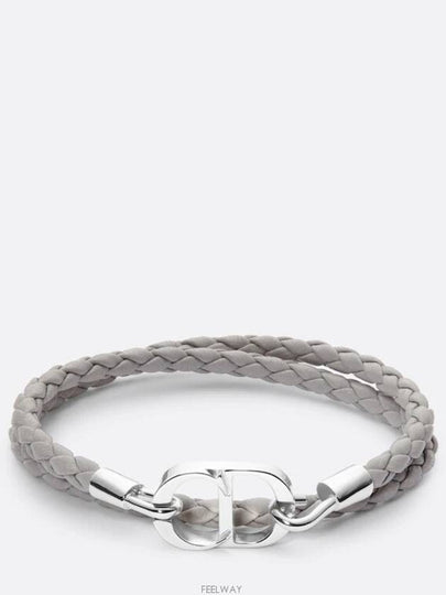 CD Icon Braided Leather Bracelet Grey - DIOR - BALAAN 2