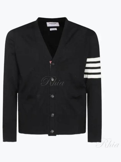 Wool 4-Bar Cardigan Black - THOM BROWNE - BALAAN 2