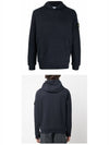 Snap Brushed Cotton Fleece Hoodie Navy - STONE ISLAND - BALAAN 5