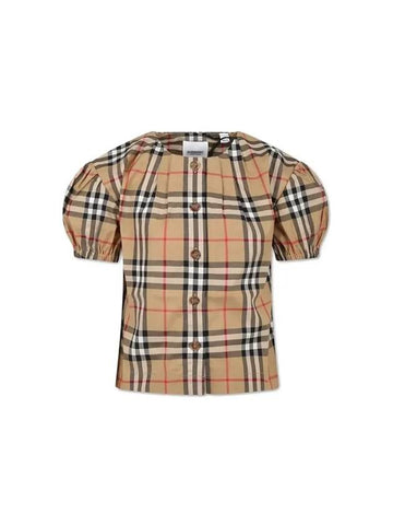 Kids Vintage Check Short Sleeve Blouse Beige - BURBERRY - BALAAN 1