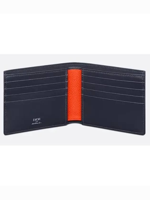 Kaws Grained Calfskin Bifold Half Wallet Navy Blue - DIOR - BALAAN 4