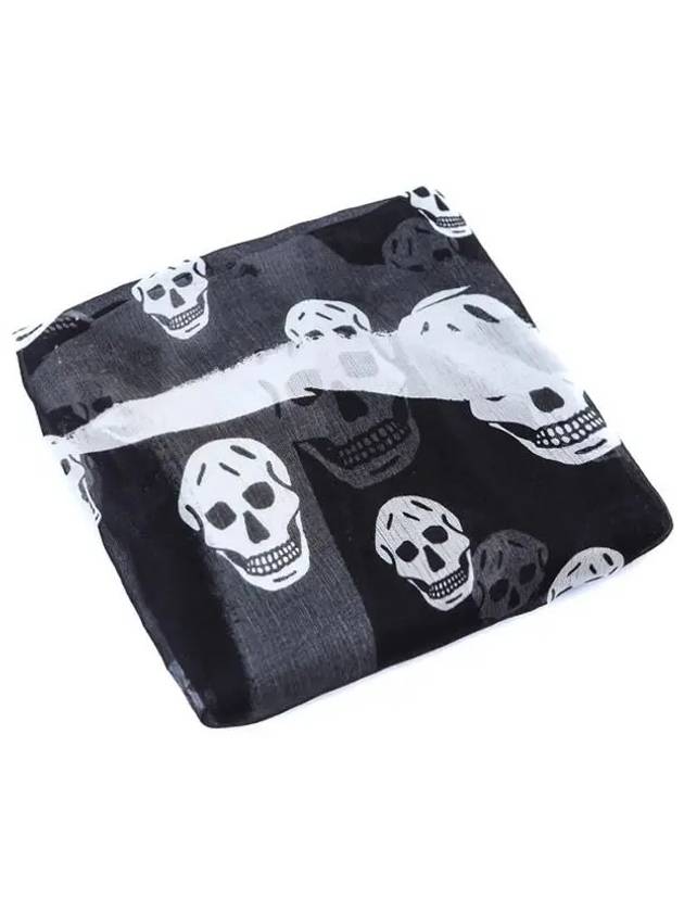 Skull Silk Scarf Black - ALEXANDER MCQUEEN - BALAAN 3