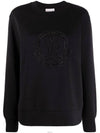 Women's Rhinestone Logo Sweatshirt Black - MONCLER - BALAAN 3