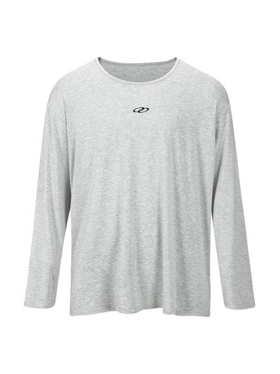 Unisex Double Loop Logo Semi U-neck Long Sleeve T-Shirt Gray - MAVRK - BALAAN 2