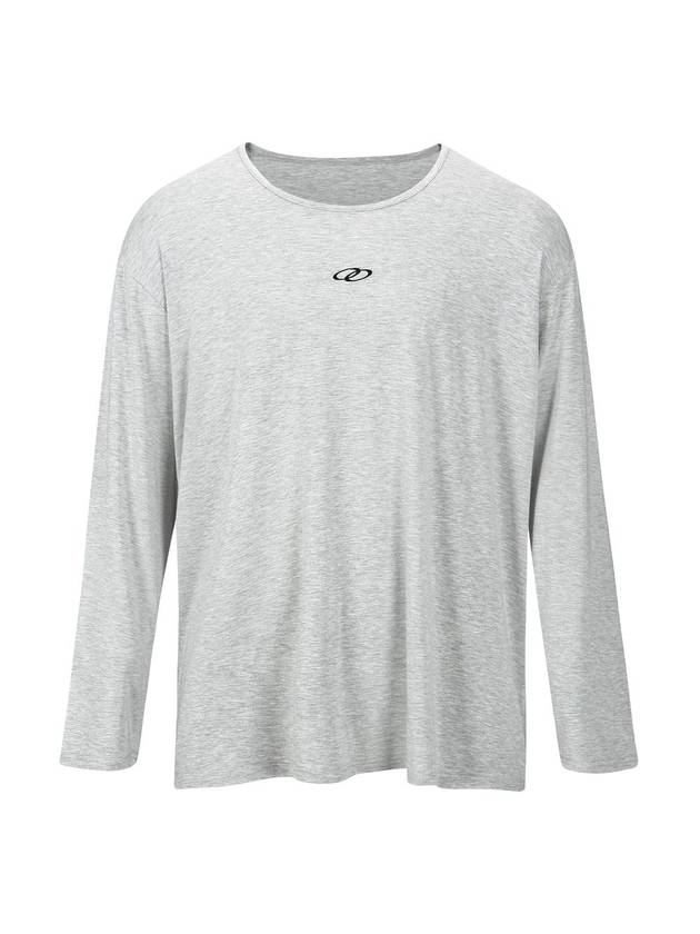 Double Loop Logo Semi U Neck Long Sleeve T-Shirt Grey - MAVRK - BALAAN 1