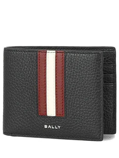 Ribbon Bifold Grain Leather Bifold Wallet Black - BALLY - BALAAN 2