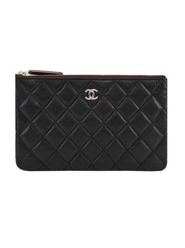 classic gold CC logo caviar small clutch bag black - CHANEL - BALAAN 1