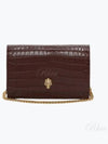 Gold Hardware Skull Crocodile Leather Small Shoulder Bag Burgundy - ALEXANDER MCQUEEN - BALAAN 2