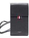 Three Stripes Strap Leather Phone Case Grey - THOM BROWNE - BALAAN 3