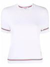 Trimmed Ottoman Ribbed Cotton Short Sleeve Short Sleeve T-Shirt White - THOM BROWNE - BALAAN 2