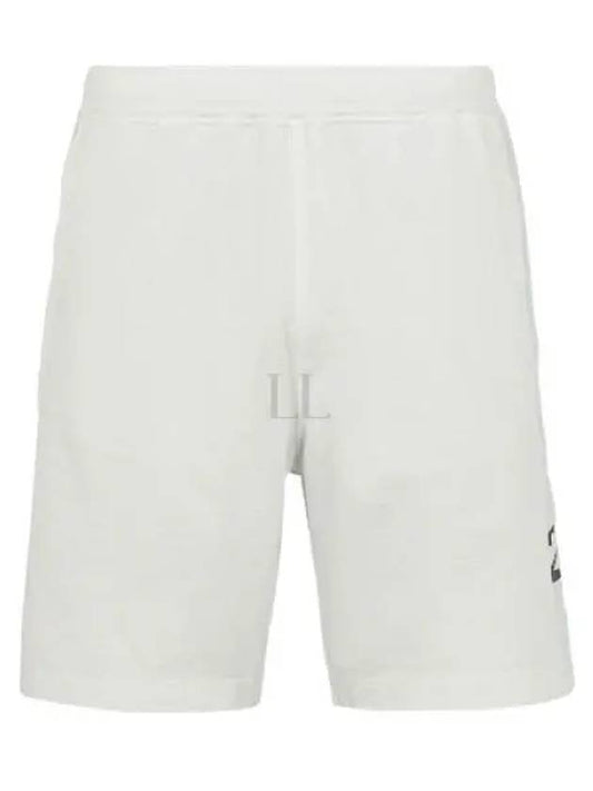 Men's Number Logo Training Cotton Shorts White - STONE ISLAND - BALAAN 2