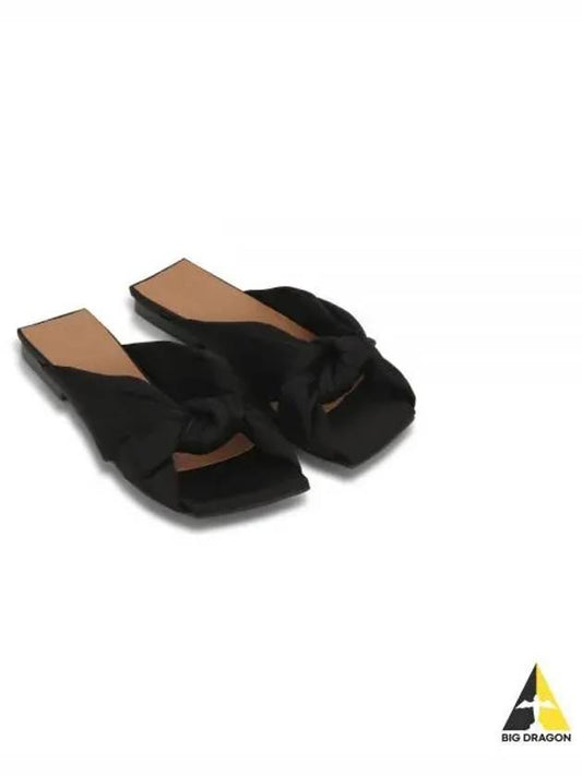 Soft Knot Flat Mule Slippers Black - GANNI - BALAAN 2