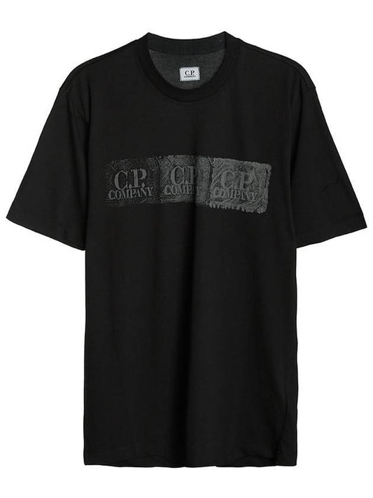 Logo Stamp Printed Short Sleeve T-shirt Black - CP COMPANY - BALAAN 1