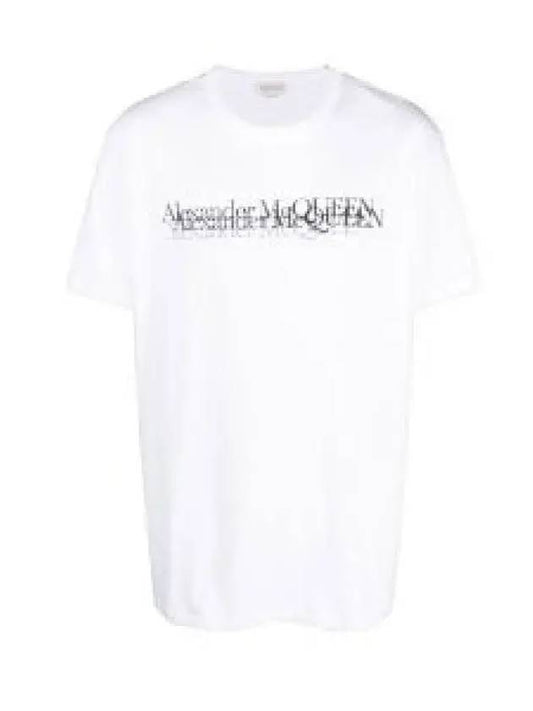 Allen Sanders McQueen stamp logo print short sleeve t shirt white 727277QUZ170900 1015305 - ALEXANDER MCQUEEN - BALAAN 1